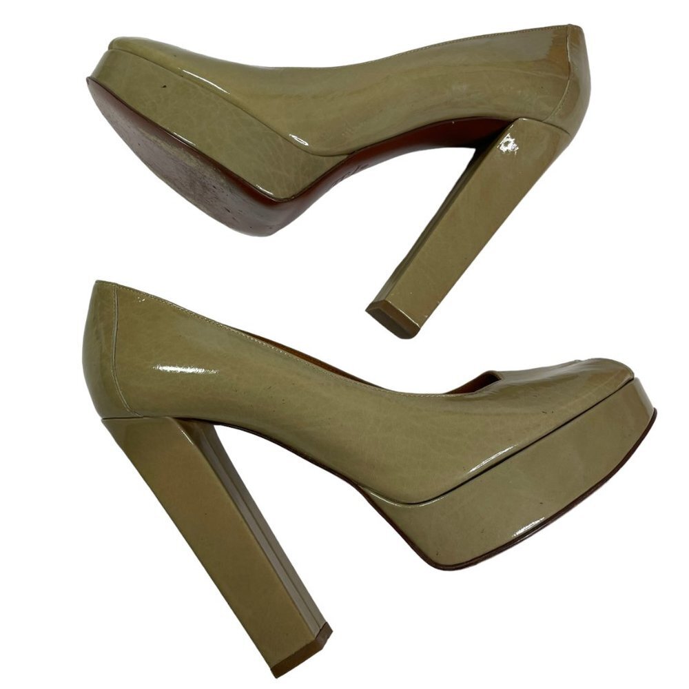 Lanvin Nude Tan Patent Leather Peep Toe Platform Heels Pumps 40 - Picture 12 of 12